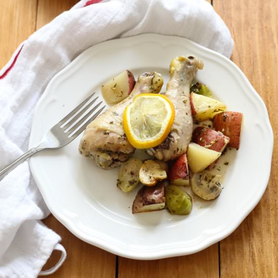 One Pan Oven Roasted Lemon Chicken - Recipe photo by thegirlonbloor