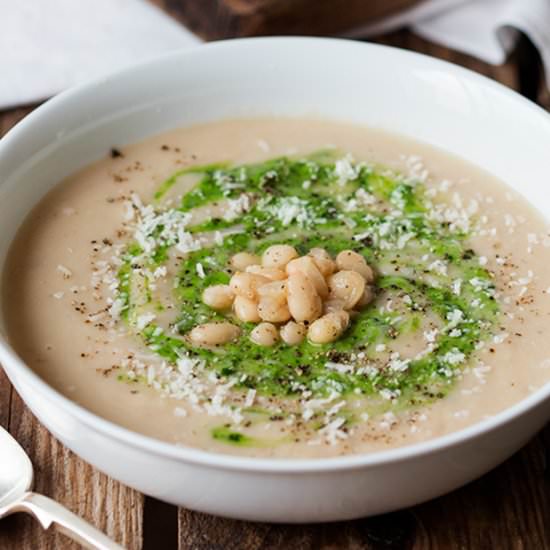 White Bean Soup with Pesto - Recipe photo by KitchenSanctuary