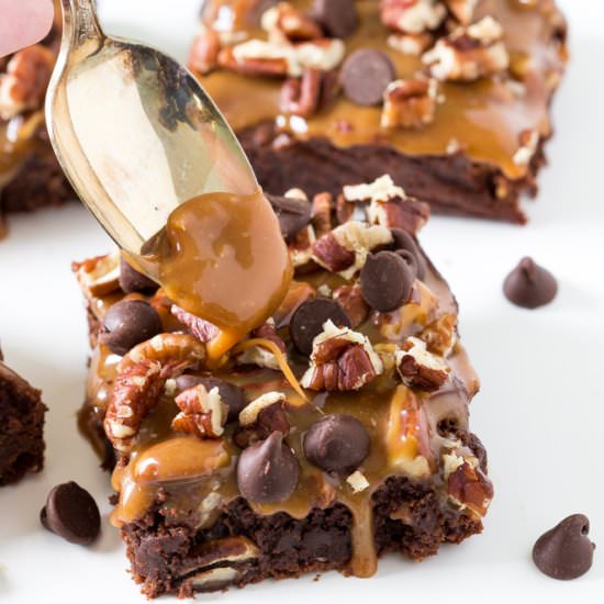 Turtle Brownies - Recipe photo by ChefSavvy