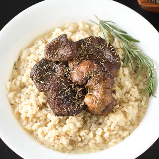 Daal Risotto with Herbed Mushrooms - Recipe photo by veggiesbycandlelight