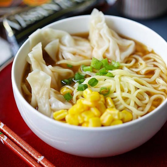 Shrimp Wonton Miso Ramen - Recipe photo by rasamalaysia