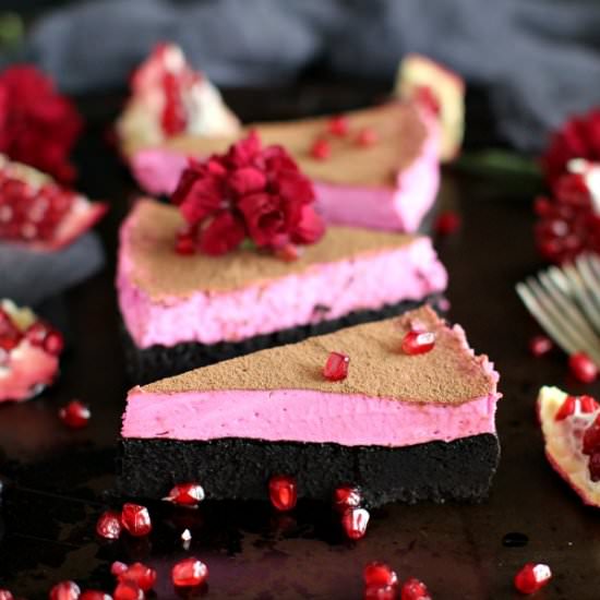 Pomegranate Mousse Brownies - Recipe photo by peasandpeonies
