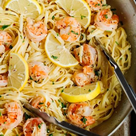 Shrimp Pasta with Lemon Cream Sauce - Recipe photo by littlespicejar