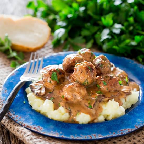 Meatballs with Mushroom Sauce - Recipe photo by jocooks