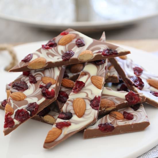 Chocolate, Cranberry & Almond Bark - Recipe photo by bakeplaysmile
