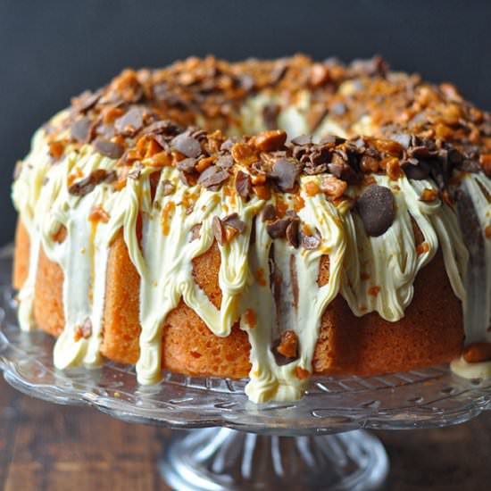 Butterfinger Bundt Cake - Recipe photo by Mighty Mrs