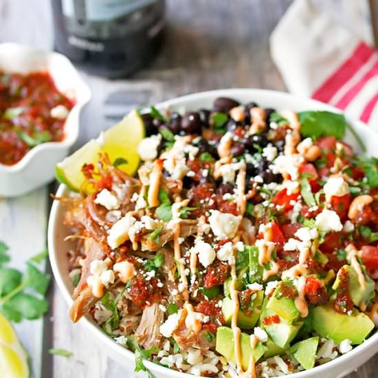 Carnita Rice Bowls - Recipe photo by Cooks With Cocktails