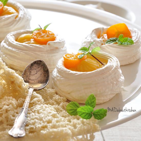 Meringue Cups with Citrus Curd - Recipe photo by Madhuri Aggarwal