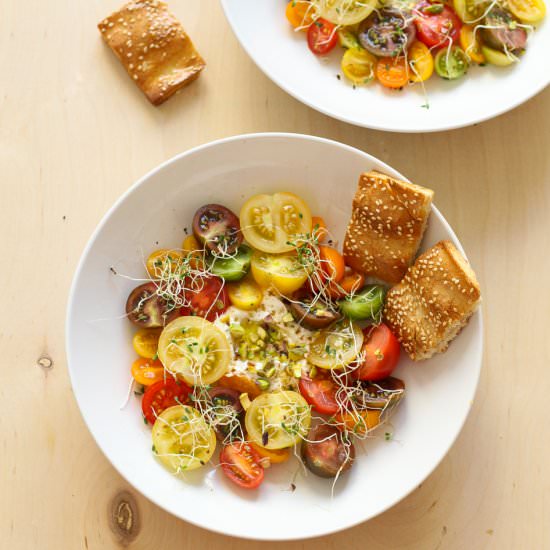 Heirloom Tomato Salad & Labneh - Recipe photo by thegirlonbloor