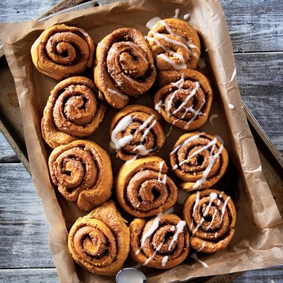 Pumpkin & Cardamom Cinnamon Rolls - Recipe photo by NorthDixieKitchen