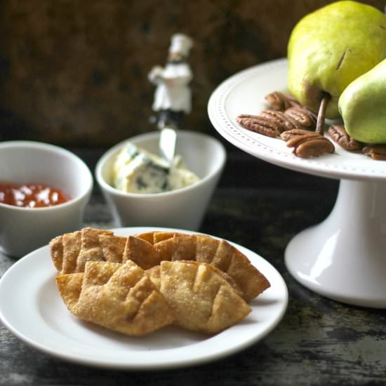 Spicy Pear and Blue Cheese Purses - Recipe photo by Take Two Tapas