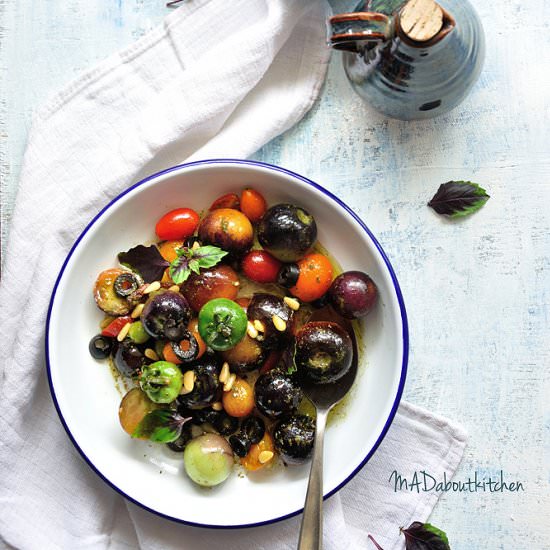 Tomato Salad with Pesto Dressing - Recipe photo by Madhuri Aggarwal
