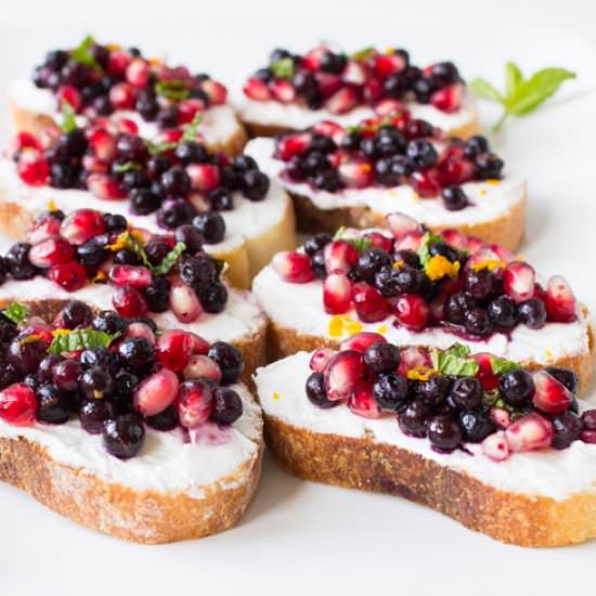 Blueberry & Pomegranate Bruschetta - Recipe photo by karalydonRD