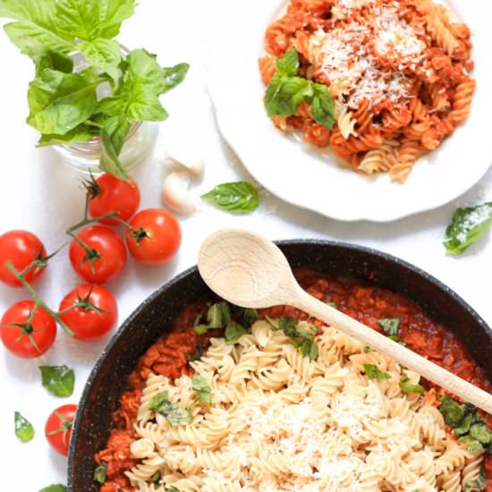 Turkey Bolognese with Fusilli - Recipe photo by felicialim