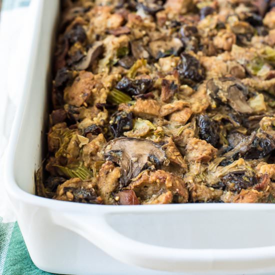 Rosemary Bacon Mushroom Stuffing - Recipe photo by wellplated