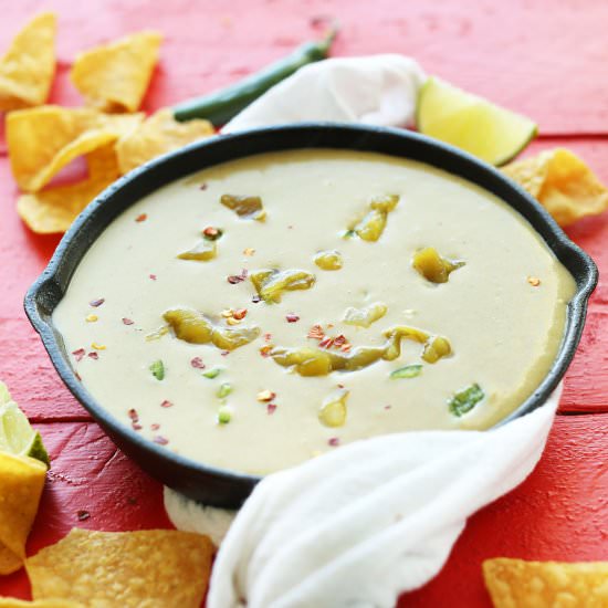 Vegan Green Chili Queso - Recipe photo by minimalist baker