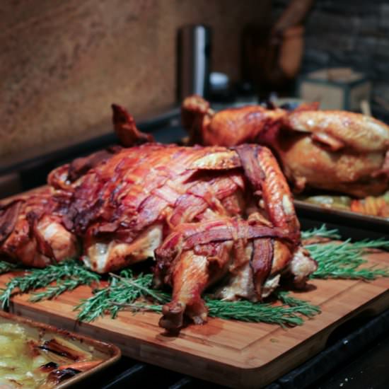Bacon-Wrapped, Spatchcocked Turkey - Recipe photo by Something New For Dinner