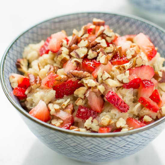 Strawberry Oatmeal with Pecans - Recipe photo by culinaryhill