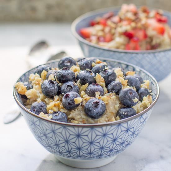 Blueberry Oatmeal with Walnuts - Recipe photo by culinaryhill