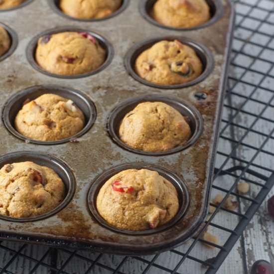 Pumpkin Cranberry Walnut Muffins - Recipe photo by blenderhappy