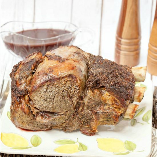 Peppercorn Crusted Standing Rib Roast - Recipe photo by Food Done Light