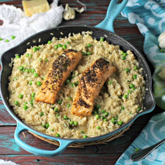 Salmon and Risotto Easy Dinner - Recipe photo by peasandpeonies