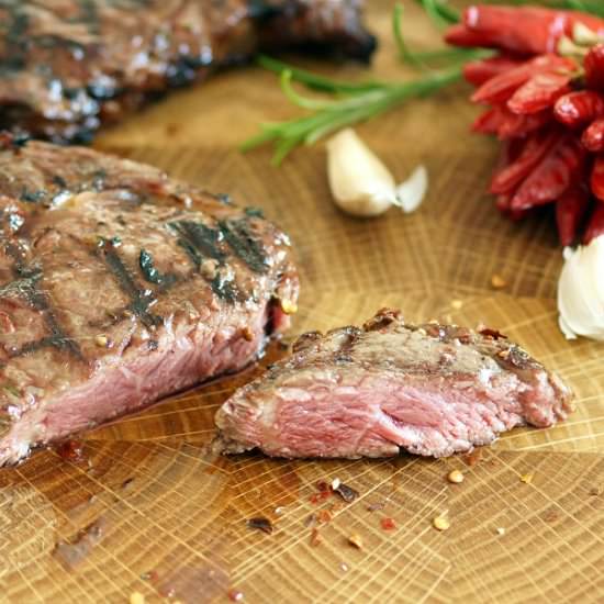 Ribeye Steak with Garlic Crust - Recipe photo by flavouredwithlove