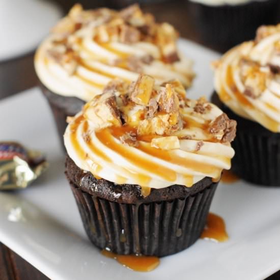 Snickers Cupcakes - Recipe photo by thekitchenismyplayground
