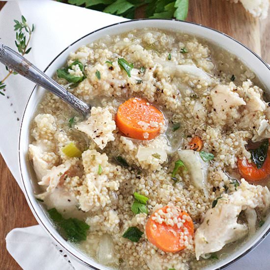 Slow Cooker Chicken Quinoa Soup - Recipe photo by thealmondeater