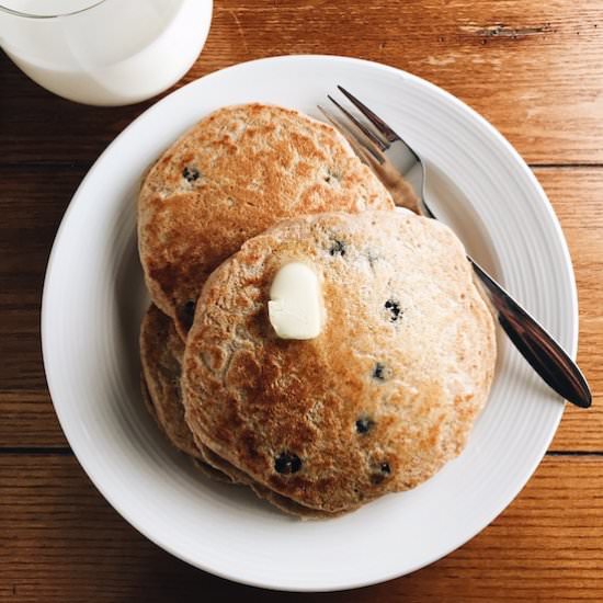 Sprouted Wheat Blueberry Pancakes - Recipe photo by twothirdscup