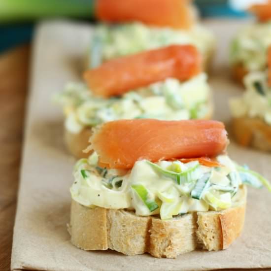 Leek Salad with Salmon on Baquette - Recipe photo by ilonaspassion