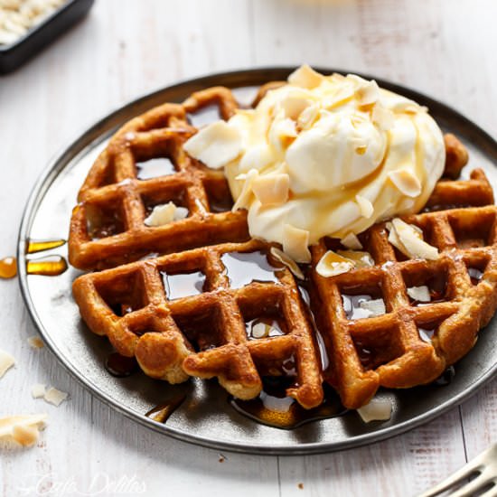 Coconut Cream Pie Waffles - Recipe photo by Cafe Delites