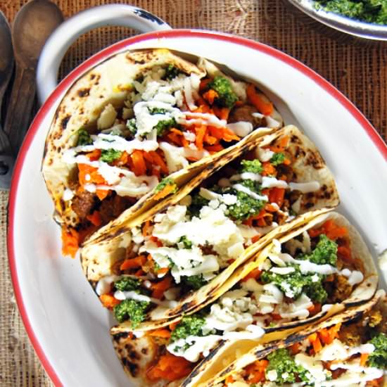 Lamb Tacos with Cilantro Pesto - Recipe photo by thecharmingdetroiter