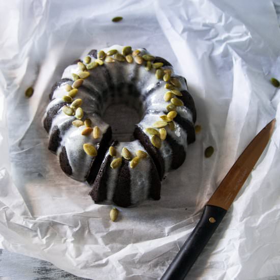 Pumpkin Ale Chocolate Bundt Cake - Recipe photo by NorthDixieKitchen