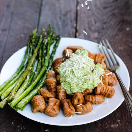 Sweet Potato Gnocchi with Pesto - Recipe photo by theyoopergirl