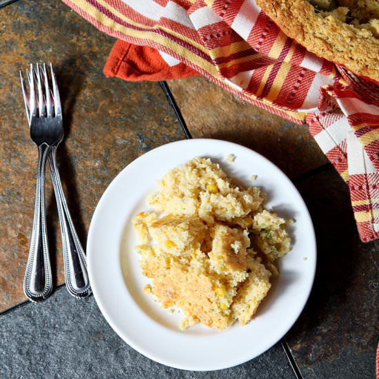 Creamed Cornbread Casserole - Recipe photo by thespeckledpalate