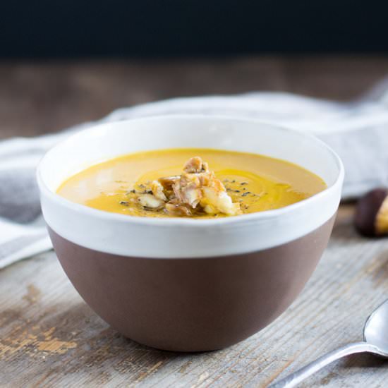 Pumpkin Soup with Chestnuts - Recipe photo by foodieawareness