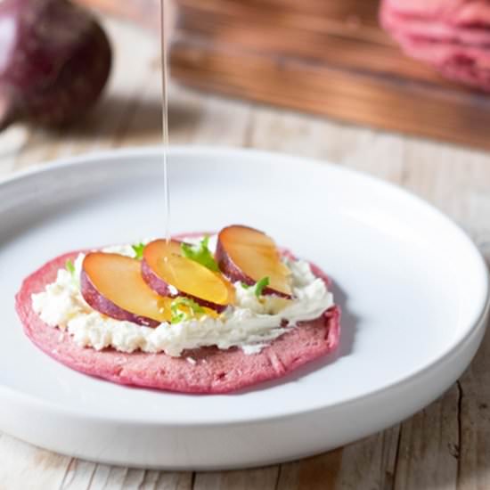 Beet pancakes - Recipe photo by ahungryblog