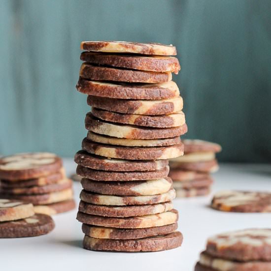 Chocolate Vanilla Icebox Cookies - Recipe photo by bakerita