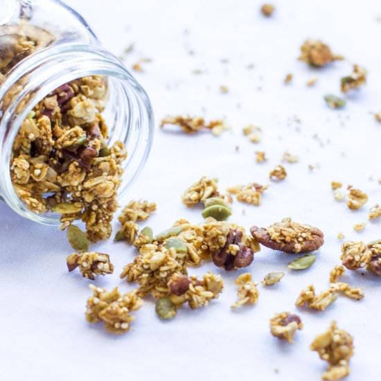 Healthy Pumpkin Spice Granola - Recipe photo by KitchenOfEatin