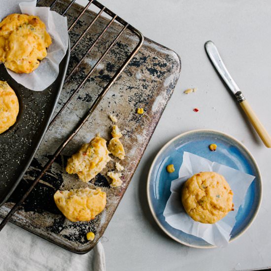 Cheese and Chili Cornbread Muffins - Recipe photo by lifeonaplateblog