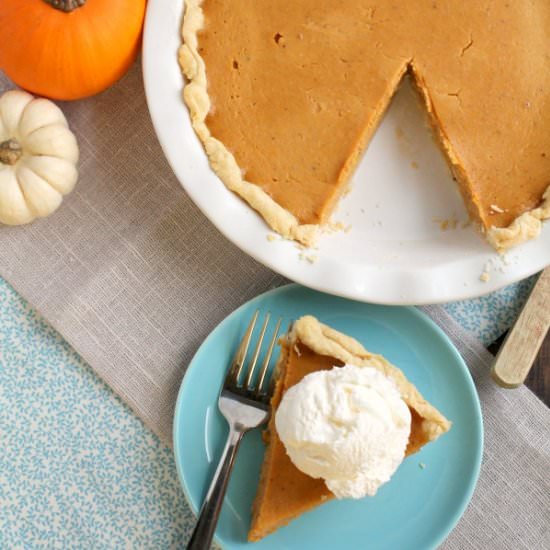 Triple Spice Pumpkin Buttermilk Pie - Recipe photo by frugalfoodiemama
