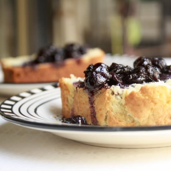 Ricotta Cake with Blueberry Sauce - Recipe photo by The Desserted Girl