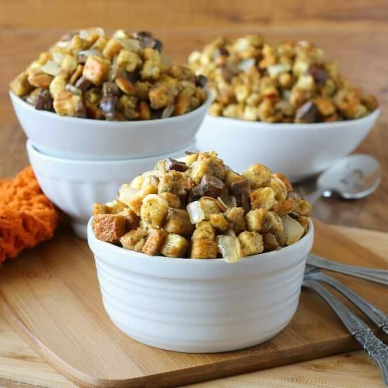 Cremini Mushroom Dressing - Recipe photo by Vegan In The Freezer