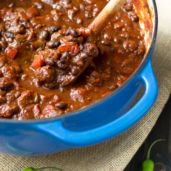 Chunky Lamb and Black Bean Chili - Recipe photo by brisketandbagels