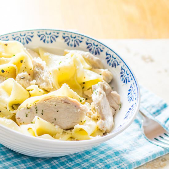 Creamy Parmesan Chicken Pappardelle - Recipe photo by JoJoNookAndCranny