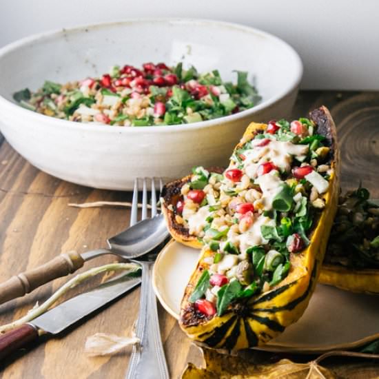 Stuffed delicata - Recipe photo by rootingthesun