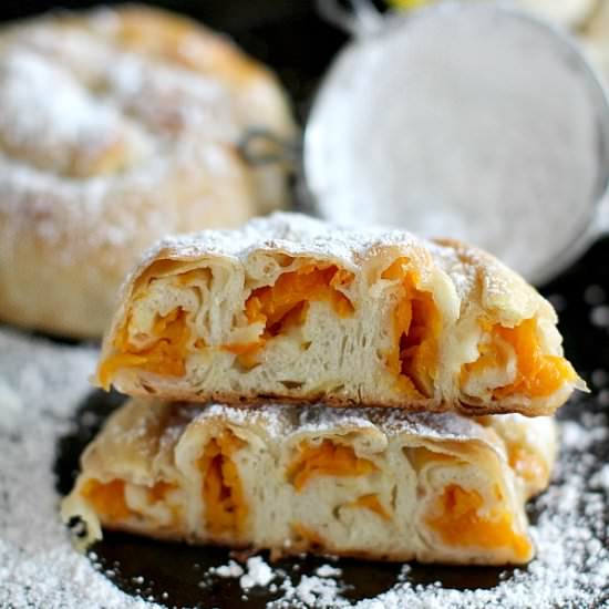 Vegan Butternut Squash Pinwheels - Recipe photo by peasandpeonies