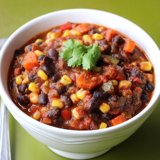 Vegetable and Black Bean Chili - Recipe photo by HowToFeedaLoon