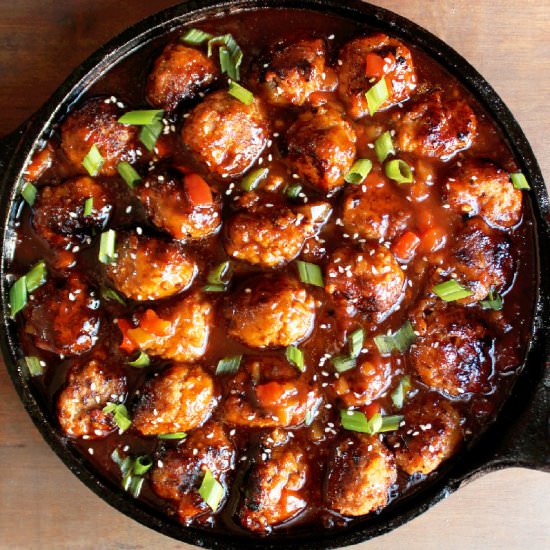 asian apple salsa meatballs - Recipe photo by Creole Contessa